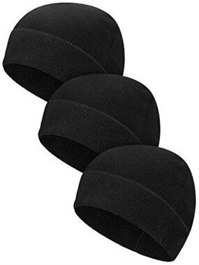3 Pack Fleece Beanie Hat Winter Skull Cap Warm Stretch Running Cycling Cap